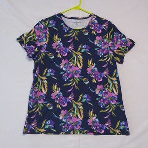 Croft & Barrow 0X Women's Blouse Floral Watercolor Style Comfort 100% Cotton